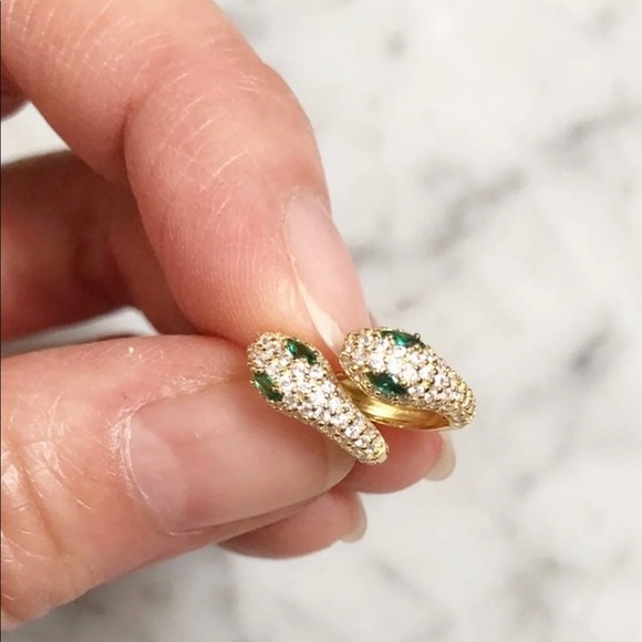 Tiny Gold Plated 925 Silver Snake Hoop Earrings - Picture 2 of 4